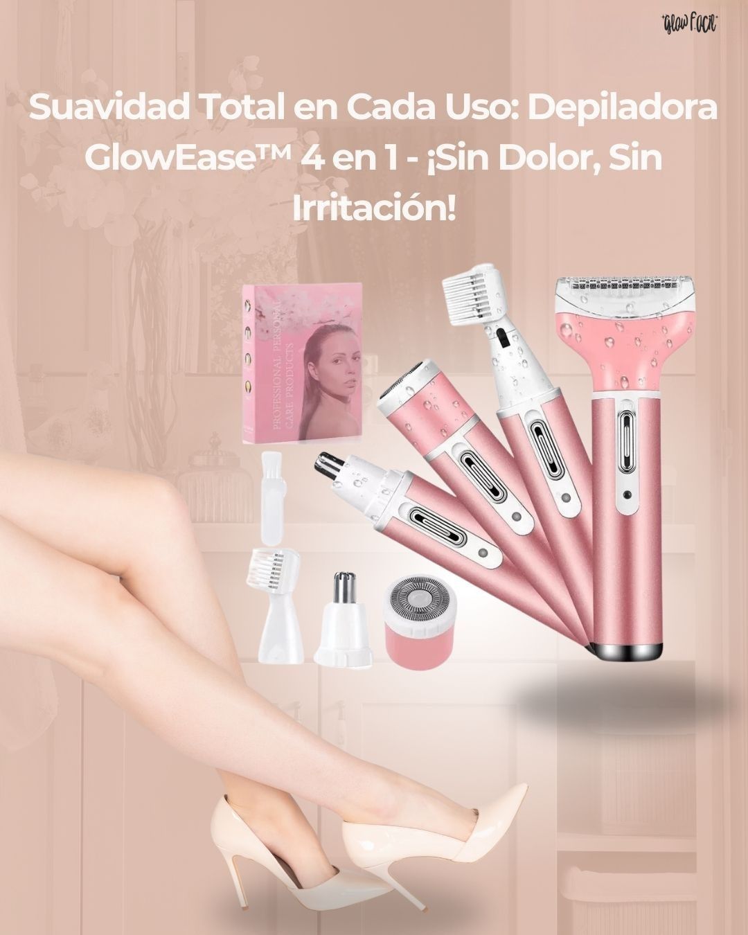 GlowEase™ Depiladora Facial Corporal 4 En 1